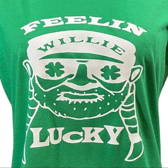 St Patrick’s Day Feelin Willie lucky Green and white graphic tee - Picture 2 of 11